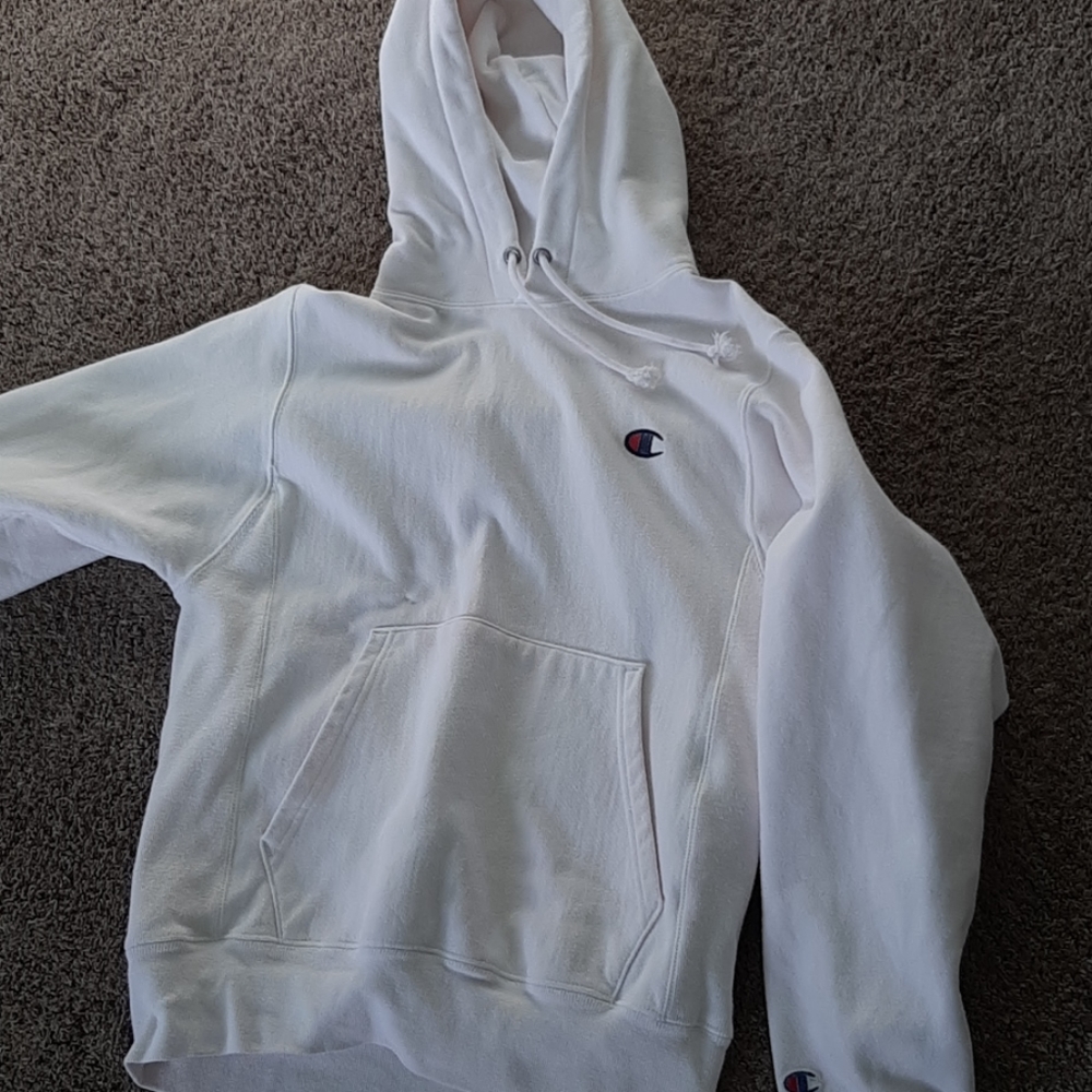 unisex white champion hoodie xs
